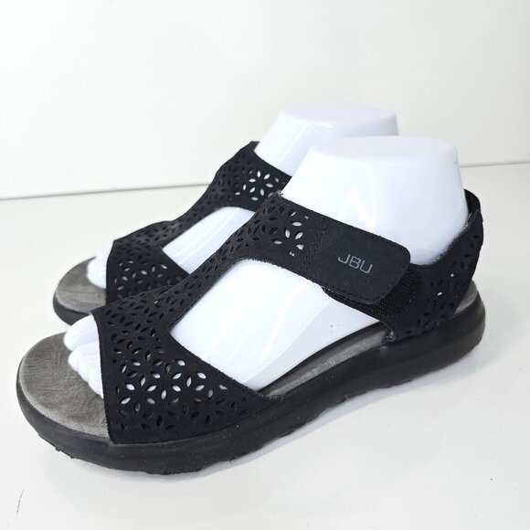 Jambu Zoe Black Slingback LAser Cut Women’s Comfort Sandals - Picture 1 of 8